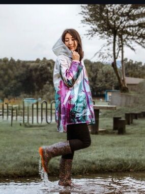 Colorful Floral Rain Jacket with Hood